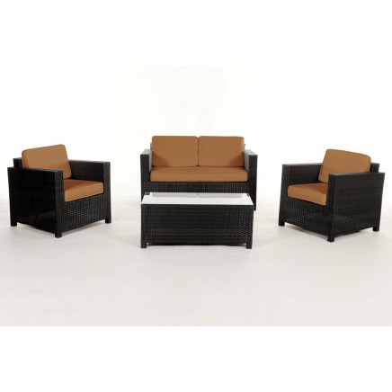 Rattan Lounge Gartenmöbel Polsterbezug Summertime caramel