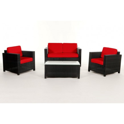 Rattan Lounge Gartenmöbel Polsterbezug Summertime rot