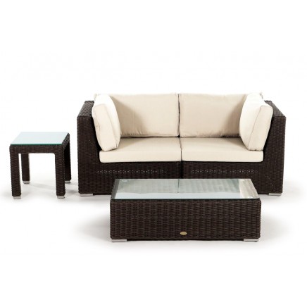 Rattan Lounge Gartenmöbel Polsterbezug beige Allegra 2er