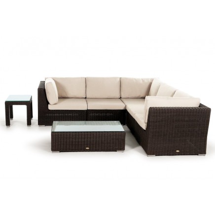 Rattan Lounge Gartenmöbel Polsterbezug beige Allegra 5er