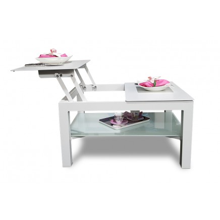 Allwetter Loungetisch weiss verstellbar