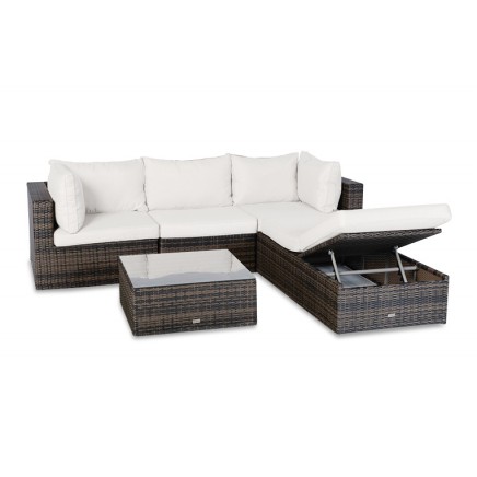 Biarritz Rattan Lounge braun Polsterbezug beige