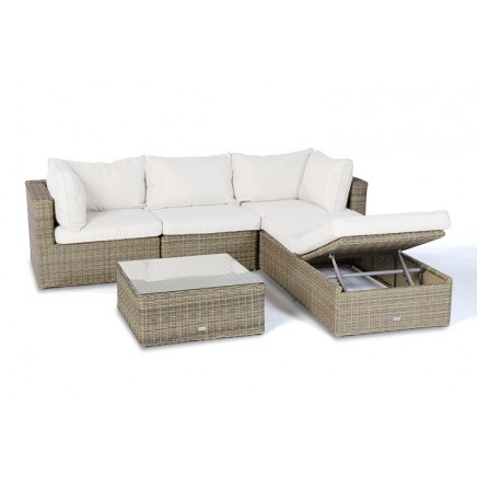 Biarritz Rattan Lounge natural Polsterbezug beige