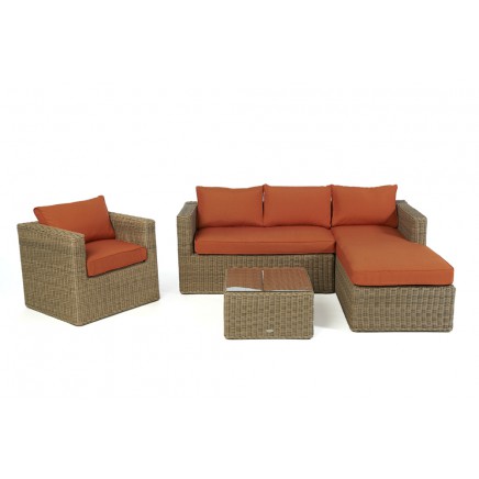 Galicia Rattanmöbel natural round Polsterbezug orange