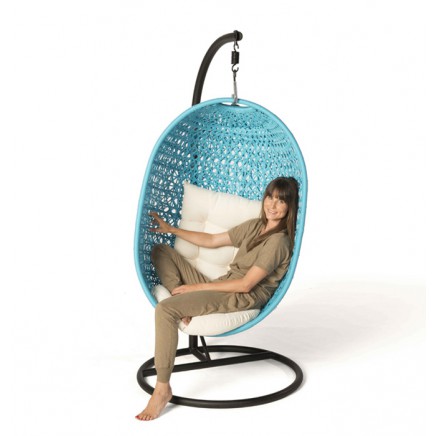 Rattan Hanging Chair blau