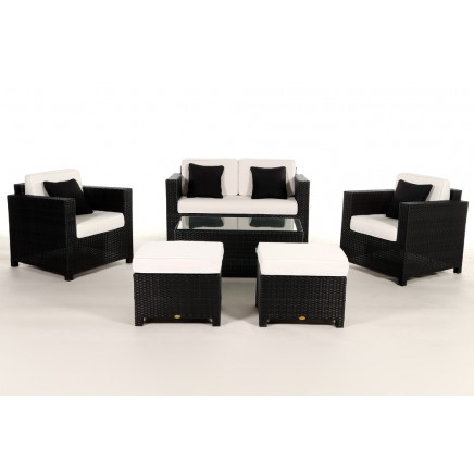 Rattan Lounge Gartenmöbel Polsterbezug Diamond weiss