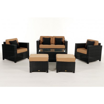 Rattan Lounge Gartenmöbel Polsterbezug Diamond caramel