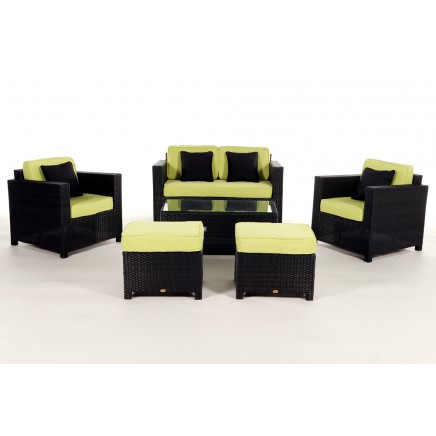 Rattan Lounge Gartenmöbel Polsterbezug Diamond green