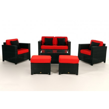 Rattan Lounge Gartenmöbel Polsterbezug Diamond red