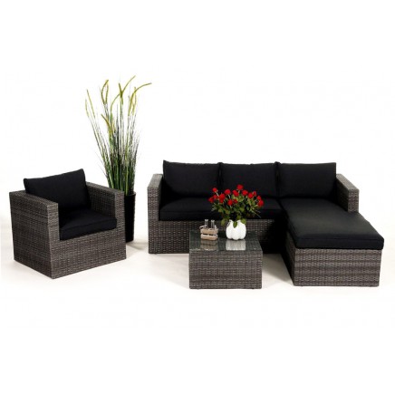 Galicia Polyrattan Lounge links mix grau