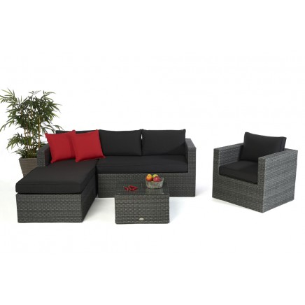 Galicia Polyrattan Lounge right mix grau