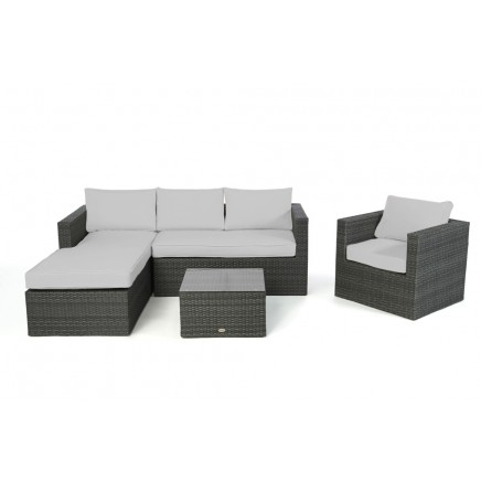 Rattanmöbel Galicia right mix grey Polsterbezug grau