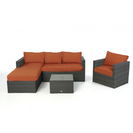 Rattanmöbel Galicia right mix grey Polsterbezug Orange