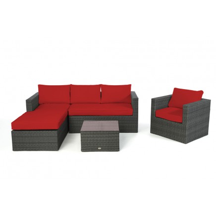 Rattanmöbel Galicia right mix grey Polsterbezug rot