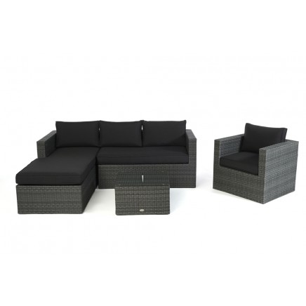 Rattanmöbel Galicia right mix grey Polsterbezug schwarz