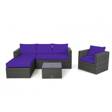 Rattanmöbel Galicia right mix grey Polsterbezug Violett