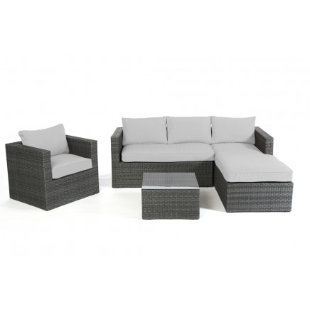 Rattan Lounge Galicia mix grey Polsterbezug grau