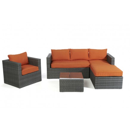 Rattan Lounge Galicia mix grey Polsterbezug orange