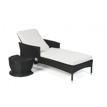 Rattan Liege Galicia Beistellhocker black