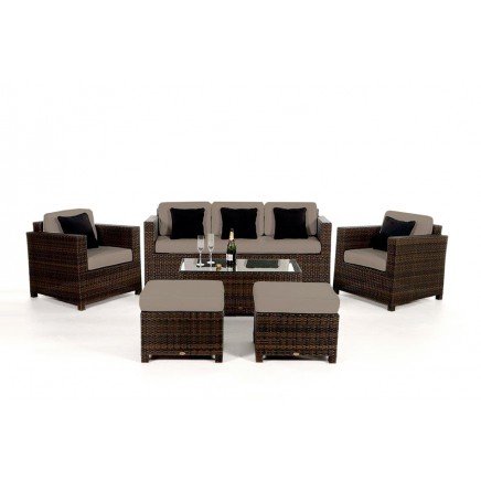 Rattan Lounge Polsterbezug Diamond 3er sand brown