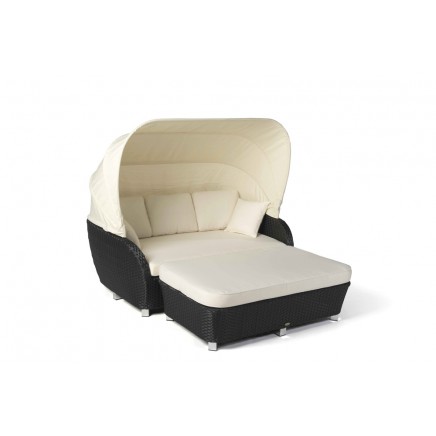 Midnight Rattan Bank mit Polster black