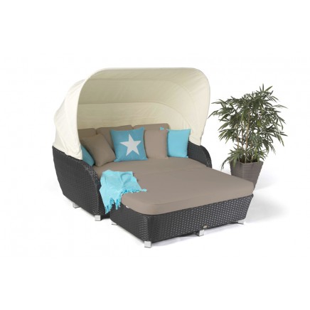 Rattan Liege Midnight black Polsterbezug sand brown