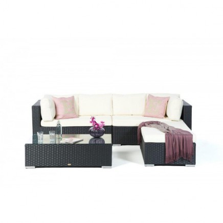 Rattan Lounge Gartenmöbel Padova Glasplatte für Bank
