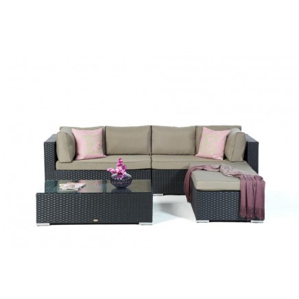 Rattan Lounge Gartenmöbel Polsterbezug Padova sand brown