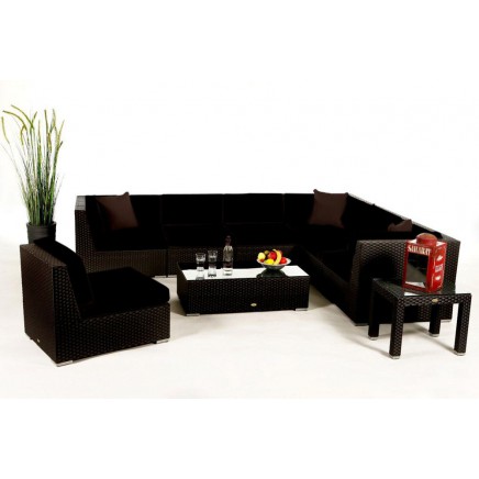 Rattan Lounge Polsterbezug Panama schwarz