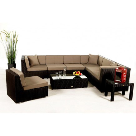 Rattan Lounge Polsterbezug Panama sandbraun