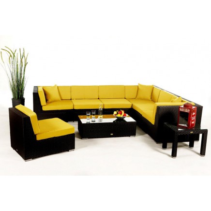 Rattan Lounge Polsterbezug Panama gelb