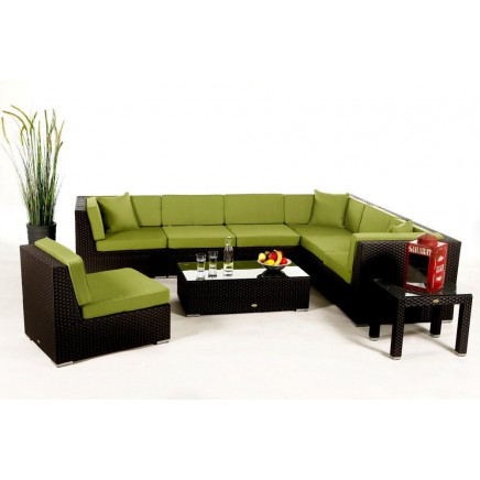 Rattan Lounge Polsterbezug Panama grün