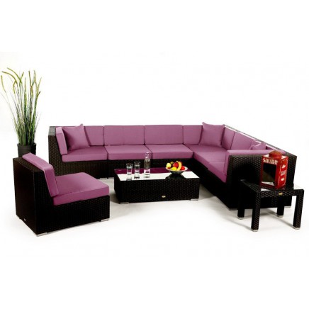 Rattan Lounge Polsterbezug Panama lila
