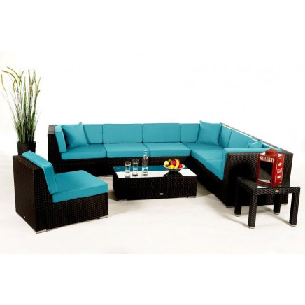 Rattan Lounge Polsterbezug Panama aqua