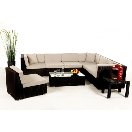 Rattan Lounge Polsterbezug Panama beige