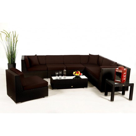 Rattan Lounge Polsterbezug Panama braun