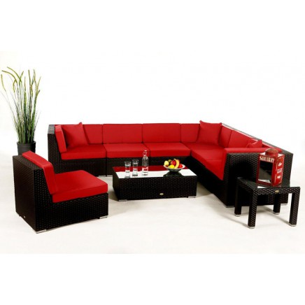 Rattan Lounge Polsterbezug Panama rot