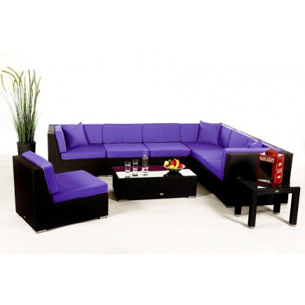 Rattan Lounge Polsterbezug Panama violett
