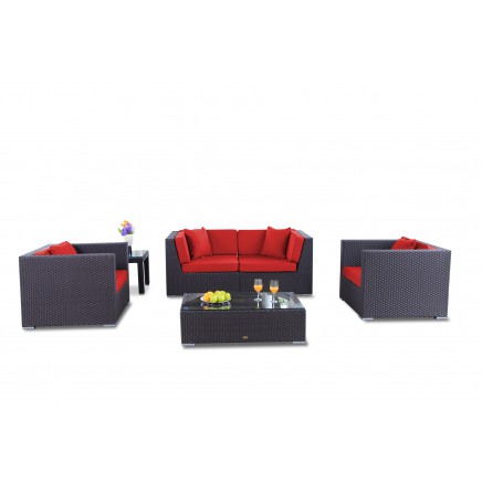 Bao Rattan Lounge Polsterbezug rot