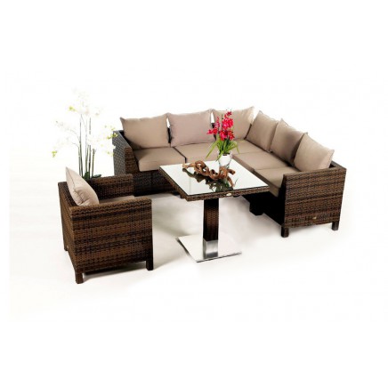 Gaia Rattan Lounge mixed brown Polsterbezug sand brown