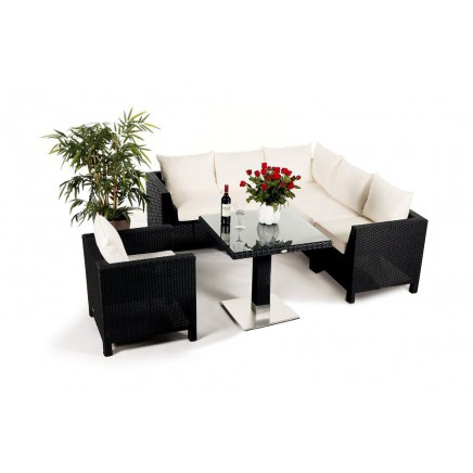 Gaia Rattanmöbel Lounge Dining schwarz
