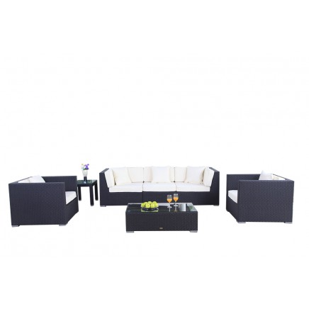 Bahama Rattan Lounge Gartenmöbel schwarz