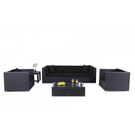 Bahama Rattan Lounge Polsterbezug schwarz