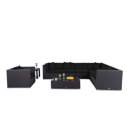 Mojo Rattan Lounge Polsterbezug schwarz