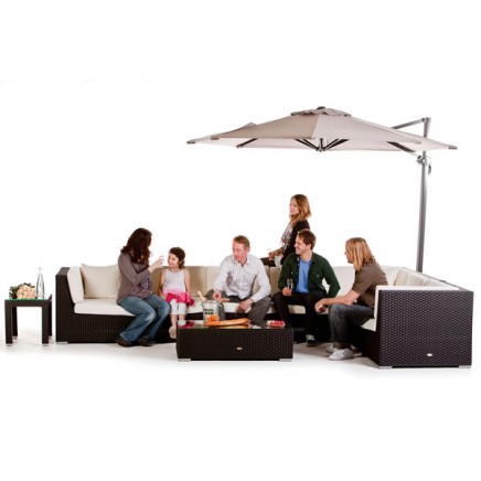 Panama Rattan Gartenmöbel Lounge schwarz