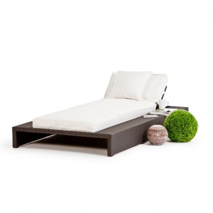 Rattan Sonnenliege Feel Free Polsterbezug beige