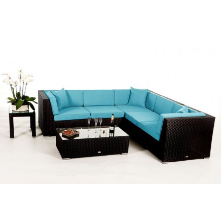Rattan Lounge Gartenmöbel Polsterbezug Guadeloupe aqua