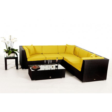 Rattan Lounge Gartenmöbel Polsterbezug Guadeloupe yellow