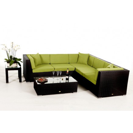Rattan Lounge Gartenmöbel Polsterbezug Guadeloupe green