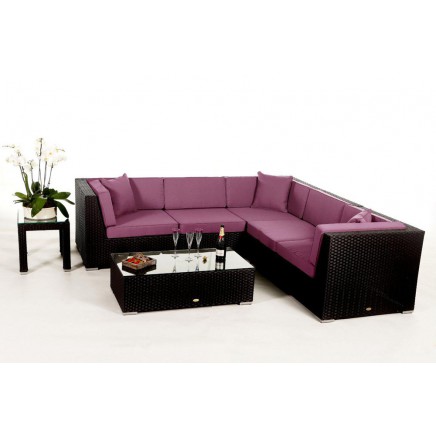 Rattan Lounge Gartenmöbel Polsterbezug Guadeloupe lila